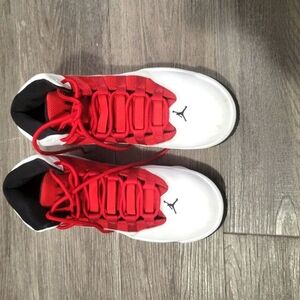 White and Red High-Top Sneakers